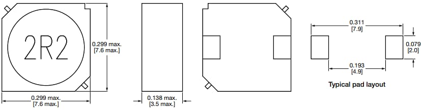 機械図面 - Vishay / Dale IDCS3014フェライトパワーインダクタ